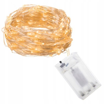 LAMPKI DRUCIKI 50 LED 5M BATERIE CHOINKOWE ŚWIATEŁKA ŚWIĄTECZNE CIEPŁY