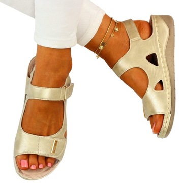 DAMSKIE SANDAŁY SKÓRA PROFILOWANE SZYTE 39