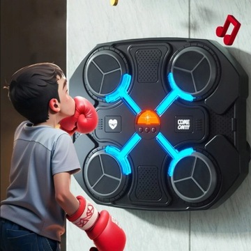 НАСТЕННЫЙ ТРЕНАЖЕР ПО БОКСУ RGB МУЗЫКА+1 ПАРА БОКСЕРСКИХ ПЕРЧАТОК