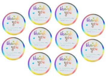 T35 NAKLEJKI THANK YOU DZIĘKUJĘ MULTI COLOR 10szt