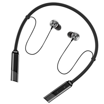 Sportowe bezprzewodowe słuchawki z pałąkiem na kark Bluetooth z redukcją szumów, czarne B