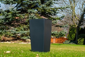 НАБОР 3 ЦВЕТОЧНЫХ ГОРШКА АНТРАЦИТОВЫЙ МАТОВЫЙ САДОВЫЙ ПОДСТАВКА ДЛЯ ЦВЕТОВ + 3 ВСТАВКИ