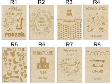 DREWNIANY ALBUM na roczek prezent metryczka grawer