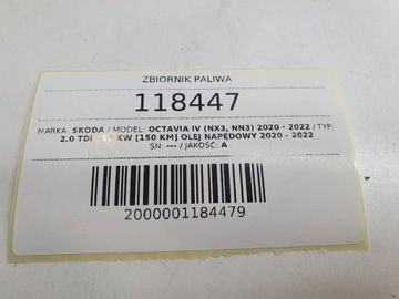 NÁDRŽ PALIVA 2.0 TDI SKODA OCTAVIA IV 5WA201021LQ
