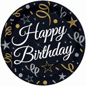 TALERZYKI HAPPY BIRTHDAY urodziny 8szt 18cm