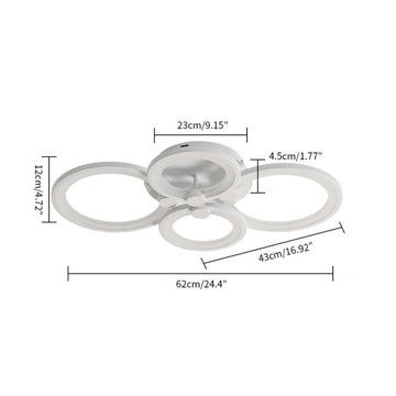 СВЕТОДИОДНЫЙ ПОТОЛОЧНЫЙ СВЕТИЛЬНИК, СОВРЕМЕННАЯ КОЛЬЦЕВАЯ ЛЮСТРА, 60ВТ С ДИСТАНЦИОННЫМ УПРАВЛЕНИЕМ ДЛЯ ГОСТИНОЙ
