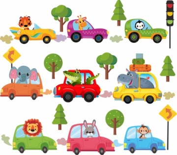 NAKLEJKI NA ŚCIANĘ SAMOCHODY ZWIERZĘTA AUTA_50x100cm AD7