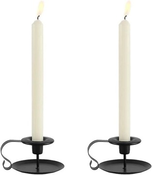 Candle Holders 2 Pcs,with Handle And Tray, Black