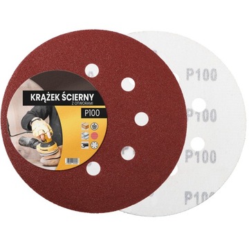 10x дисков для наждачной бумаги с отверстиями на липучке, 150 мм, диски P100, шлифовальный диск