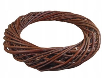 ПЛЕТЕНЫЙ ВЕНОК, КОРИЧНЕВАЯ ПОДНОСКА, КРУГЛОЕ КОЛЬЦО - 25 см
