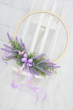 Obręcz lawendowa dekoracja domu wieniec lawenda stroik ozdoba motylki