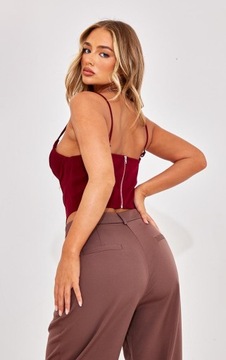 PRETTYLITTLETHING КРАСНЫЙ КОРСЕТ С КРАСНЫМ ТОПОМ НА РЕМЕНЯХ 0UH NG4__XS