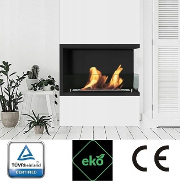 УГЛОВОЙ БИОКАМИН черный ОДНА СТОРОНА 60 см ПРАВАЯ 600 мм со СТЕКЛОМ