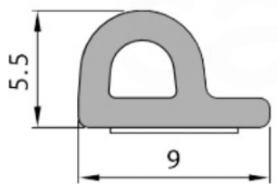 РЕЗИНОВЫЙ УПЛОТНИТЕЛЬ ДЛЯ ДВЕРНЫХ ОКОН 9х5,5 БЕЛЫЙ ПРОФИЛЬ П