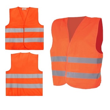 KAMIZELKA ODBLASKOWA POMARAŃCZOWA BHP OSTRZEGAWCZA