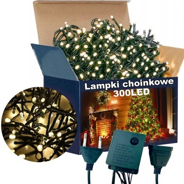 300 LED LAMPKI CHOINKOWE ZEWNĘTRZNE WEW ŚWIATEŁKA ŚWIĄTECZNE BIAŁE CIEPŁE