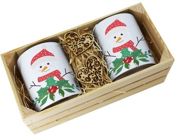 PREZENT ŚWIĄTECZNY ZESTAW KUBKÓW W SKRZYNCE KUBKI