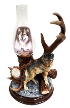 RZEŹBA STRAŻNICY NOCY WILK OŚWIETLONA LAMPKA 30cm Guardians of the Night