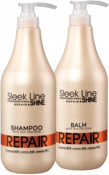 Stapiz Sleek Line Repair Shine Zestaw Do Włosów Szampon 100ml Balsam 1000ml