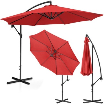 DUŻY PARASOL OGRODOWY NA WYSIĘGNIKU Z KORBĄ 300cm
