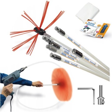 Комплект Тайфун 8 метров Чистка дымоходного канала котла дрелью снизу.