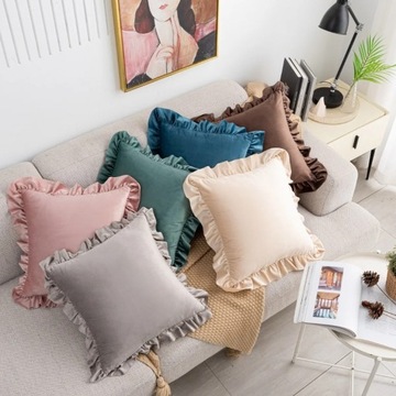 POSZEWKA NA PODUSZKĘ WELUROWA Z FALBANKĄ 40X40 POSZEWKI NA JAŚKI Z FALBANĄ