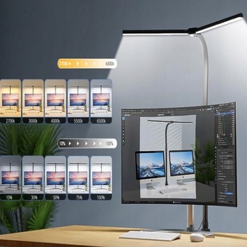 ЛАМПА ДЛЯ ЧЕРТЕЖА ДВОЙНАЯ МОЩНАЯ СВЕТОДИОДНАЯ НАСТОЛЬНАЯ ЛАМПА 24 ВТ, РЕГУЛИРУЕМАЯ