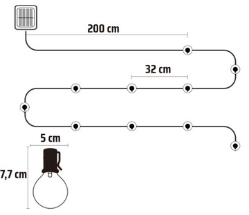 САДОВАЯ ГИРЛЯНДИЯ СОЛНЕЧНАЯ ЛАМПА 10LED БОЛЬШАЯ ЛАМПА