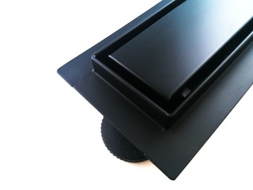 Трап для душа линейный 55см низкий 52мм под приклейку плитки ЧЕРНЫЙ 2в1