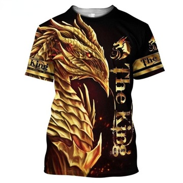 T-SHIRT MĘSKI KOSZULKA 3D NADRUK VIKING DRAGON, L