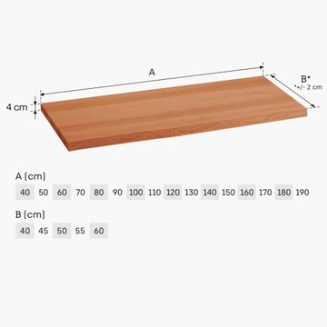 Деревянная столешница для ванной комнаты 45х90 коричневая