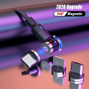 KABEL MAGNETYCZNY 360 STOPNI USB->IPHONE 1M SUPER MOCNY W OPLOCIE CZARNY