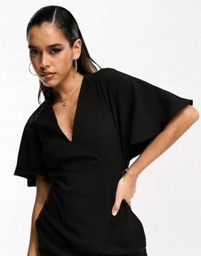 Asos Design lei dekolt mini sukienka czarna dopasowana S NG3