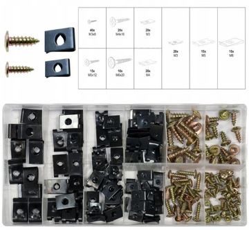 WKRĘTY I PODKŁADKI DO KAROSERII MIX 170 szt
