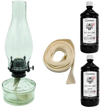 LAMPA NAFTOWA 400ml. + OLEJ 2L+ ZAPASOWY KNOT 50cm