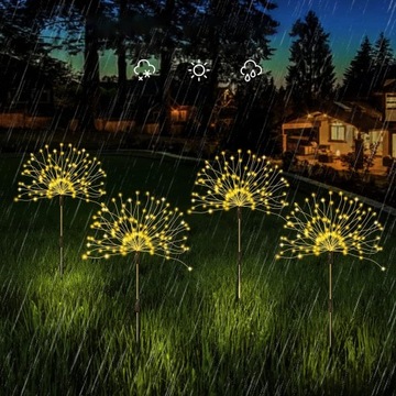 4 шт. СОЛНЕЧНЫЕ САДОВЫЕ ФОНАРИ DELELDS ФЕЙЕРВЕРКИ УКРАШЕНИЕ 480 LED + ПУЛЬТ ДИСТАНЦИОННОГО УПРАВЛЕНИЯ