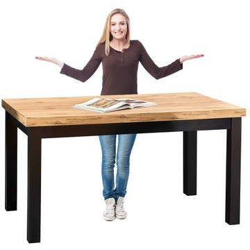 Stół Rozkładany do Salonu TIAGO 140 / 220 x 80 cm Dąb Craft / Czarny Loft