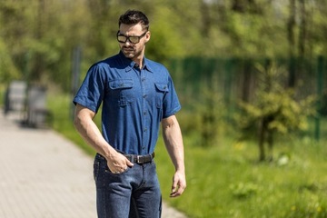 МУЖСКАЯ ДЖИНСОВАЯ РУБАШКА - ХЛОПОК - No3 - L