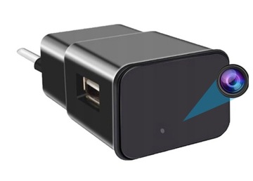 MINI KAMERA UKRYTA W ŁADOWARCE USB WI-FI DETEKCJA RUCHU POWIADOMIENIA W APP