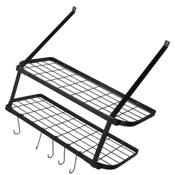 Двухслойная кухонная стойка из кованого железа, настенная, стеллаж для хранения органических горшков