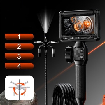 ENDOSKOP KAMERA INSPEKCYJNA RUCHOMA GŁOWICA 6mm DWA OBIEKTYWY 2m 2000mAh HD