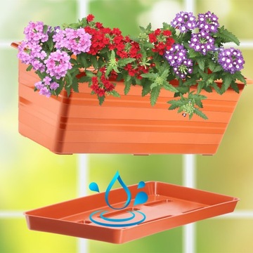 БАЛКОННАЯ ЯЩИКА 40см ЦВЕТОЧНЫЙ ГОРШОК + ПОДСТАВКА