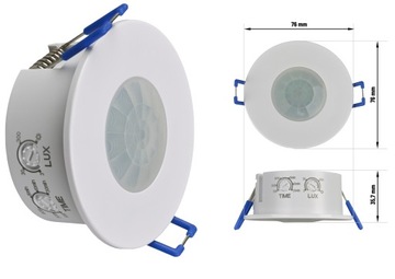 PIR-датчик движения, 360°, 1200 Вт, круглый, для скрытого монтажа