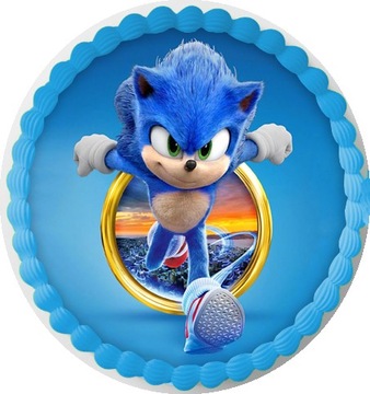 OPŁATEK NA TORT PREMIUM SONIC + GRATIS NAPIS TEKST