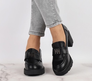 Черные лоферы, туфли Lords, широкий каблук и платформа, размер 41.