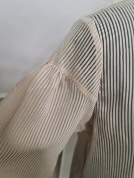 Reserved oversize rękawy bufiaste balonowe koszula prążkowana transparentna