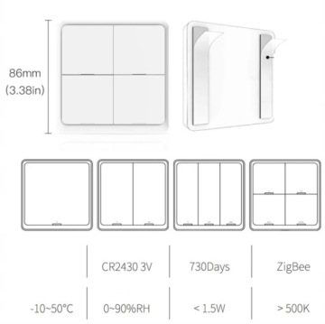 БАТАРЕЯ + БЕСПРОВОДНОЙ ПУЛЬТ MOES 4 КНОПКИ 12 СЦЕН ZIGBEE TUYA - ЧЕРНЫЙ
