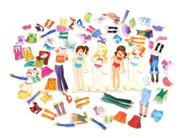 Деревянные магнитные ПАЗЗЛЫ МОДЕЛИ модной одежды, игры-одевалки