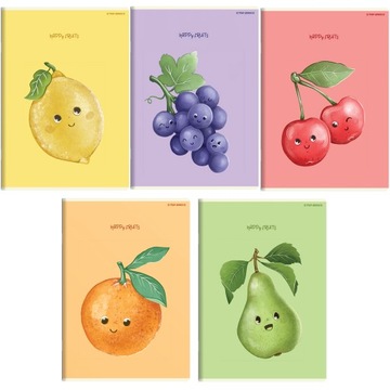 5x ZESZYT TOP 2000 A5 - KAŻDY INNY, 32 KARTKI, TRZYLINIA, HAPPY FRUITS