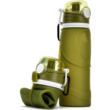 750ML SKŁADANA SILIKONOWA BUTELKA NA WODĘ DO PODRÓŻ KEMPING ZIELONY